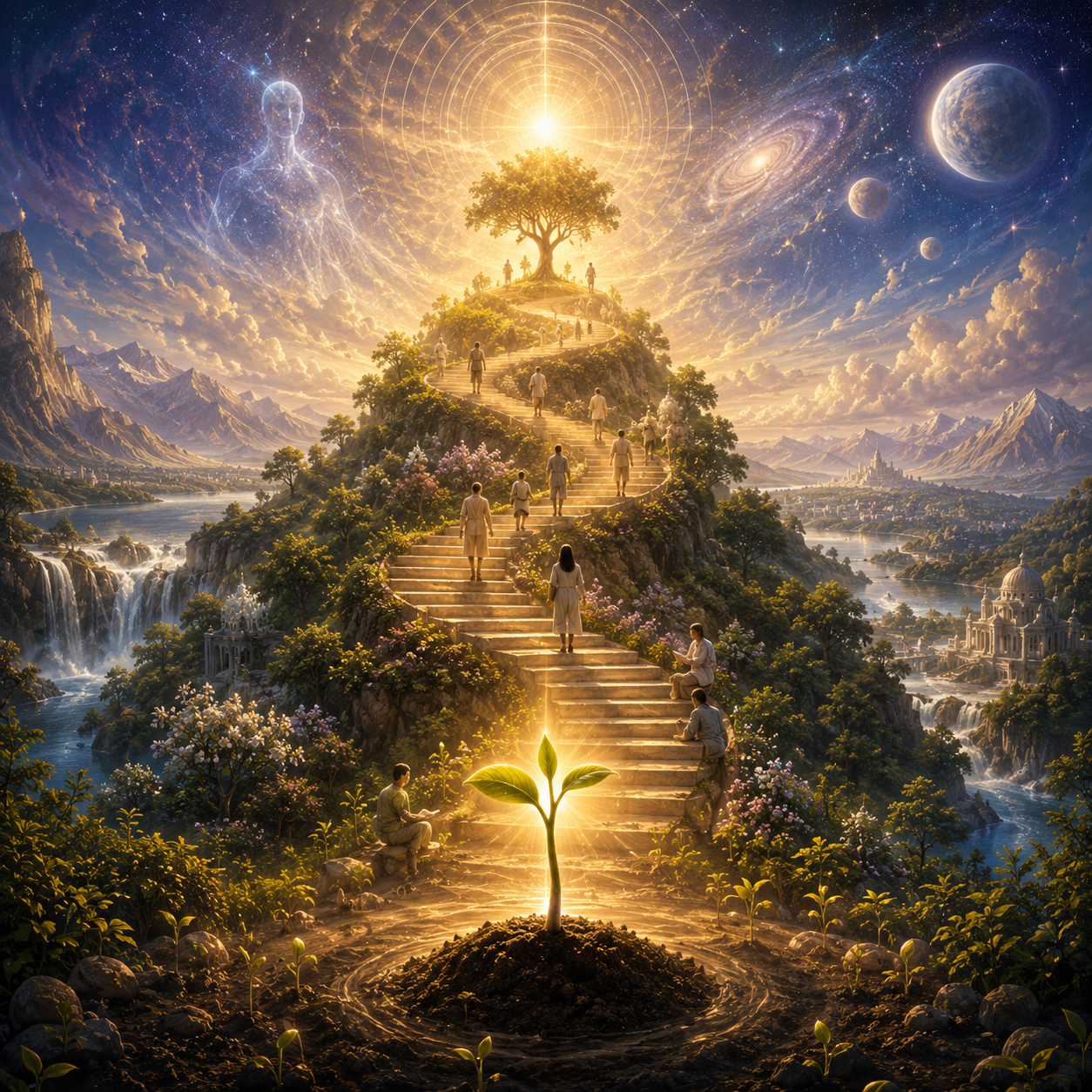 Peaceful symbolic image of soul growth and spiritual awakening