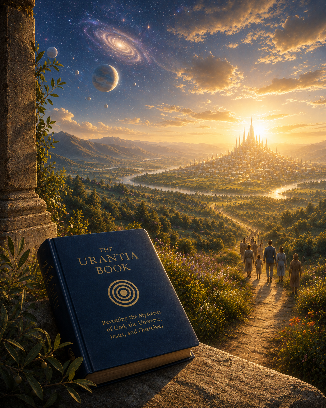 The Urantia Book shown in warm inviting light